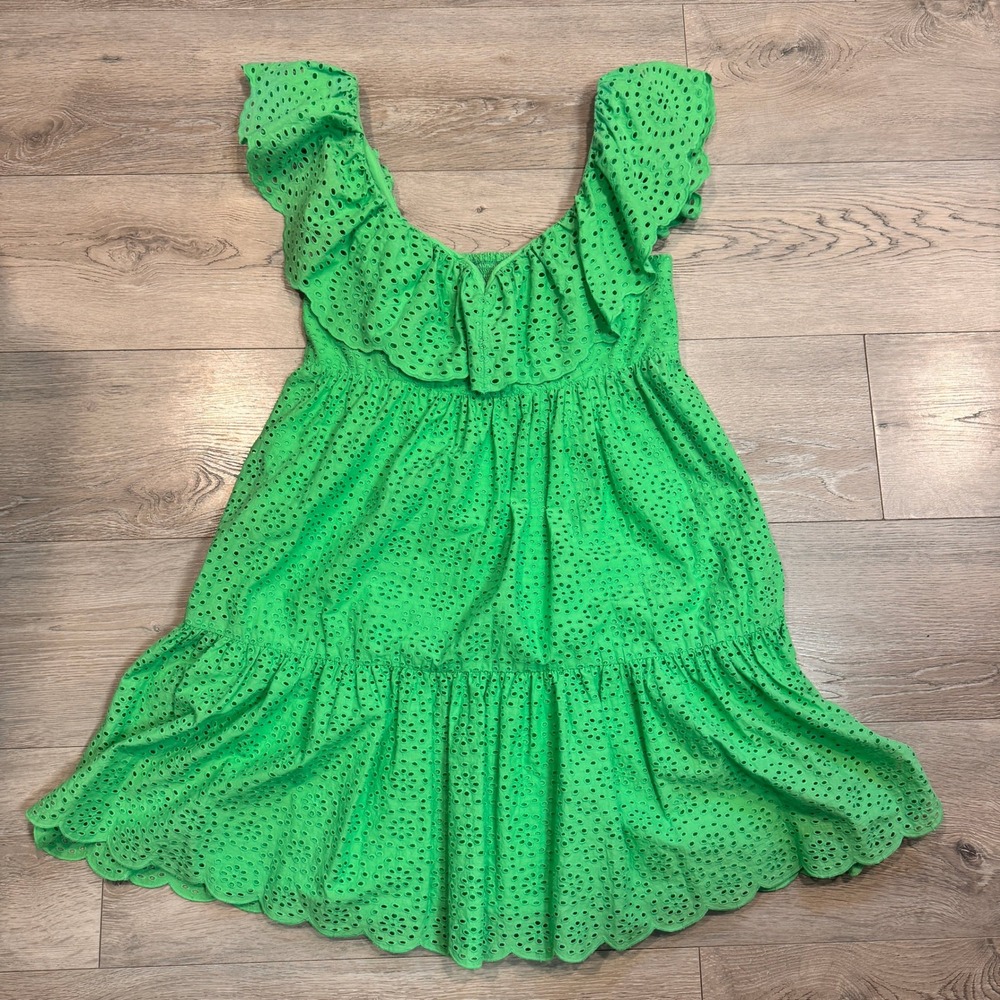 Lilly Pulitzer Bright Green Eyelet Ruffle Swing Dress